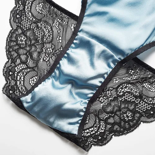 Vista 5 de SilRiver Bragas de satén de seda para mujer, ropa interior brillante Tanga