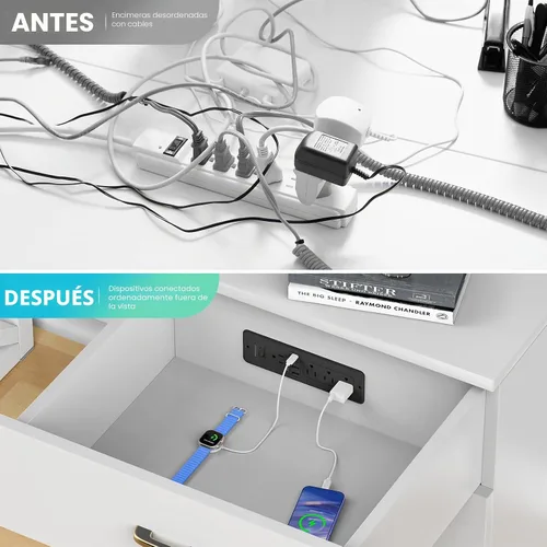 Vista 5 de Regleta de alimentación empotrable USB C GaN de 65W, 4 tomas de CA y 2 USB-C PD + 2 USB-A QC, estación de carga oculta de montaje empotrado