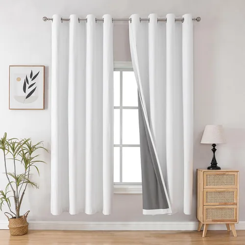 Vista 114 de Joydeco - Juego de 2 paneles de cortinas opacas de 63 pulgadas, 2 cortinas largas con aislamiento térmico burg, cortinas de oscurecimiento