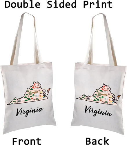 Vista 6 de BLUPARK Virginia Locale Tote Bag Born in Virginia Gift Bolsa de compras de viaje Virginia Map Regalo