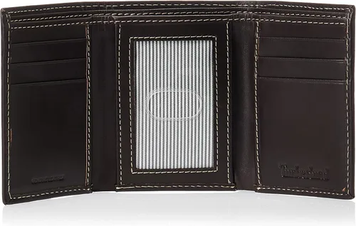 Vista 5 de Timberland - Cartera triple de cuero para hombre con ventana para tarjeta de identificación