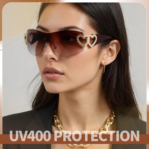 Vista 5 de Y2K - Lentes de sol para mujer, lentes de sol envolventes para hombre, lentes degradados, lentes retro de moda para fiestas de los años 90 y 2000