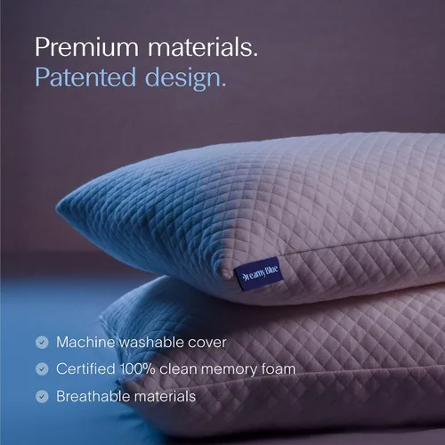 Vista 5 de DreamyBlue Almohada Signature con Loft Ajustable • Relleno de Espuma Viscoelástica Triturada • Alineación Neutra para Personas que Duermen de Lado