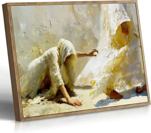 Vista 8 de Cuadro enmarcado de cruz de Jesús en lona para pared, arte impreso en blanco y negro, pintura cristiana, póster inspiradora, Jesús católico