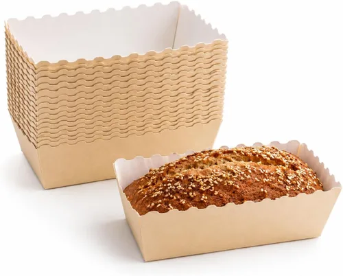 Vista 2 de Pastry Chef's Boutique Easy Bake - Mini moldes de papel para tartas – Pequeño pan rectangular de 3 1/8 pulgadas x 1 9/16 pulgadas x 1 5/8 pulgadas