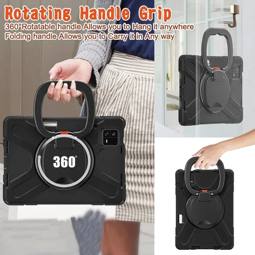 Vista 7 de Funda resistente para tablet, funda protectora multifunción con mango giratorio de 360 grados, correa de hombro extraíble para Mi Pad 6 6 Pro