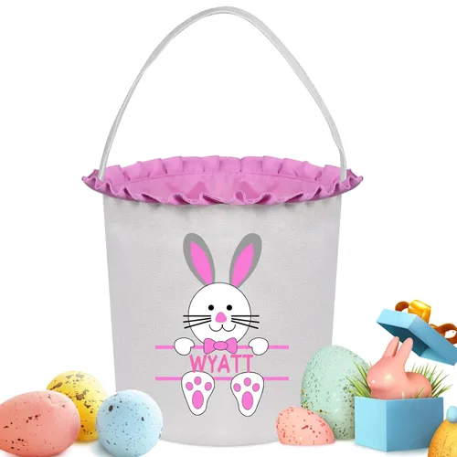 Vista 28 de Cestas de Pascua personalizadas para niños y niñas, cestas de conejo de Pascua personalizadas para niños, cesta de caza de huevos de Pascua, regalos