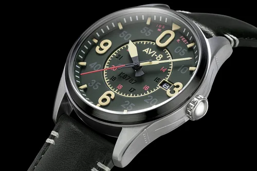 Vista 7 de AVI-8 Mens 42mm Spitfire Smith Automatic Watch with Leather Strap AV-4090