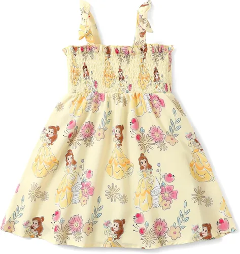 Vista 21 de Disney Vestido de princesa Frozen, Elsa, Minnie Stitch, para niña, con lazo, tirantes fruncidos, traje de verano, para fiesta de cumpleaños, 2-9 años