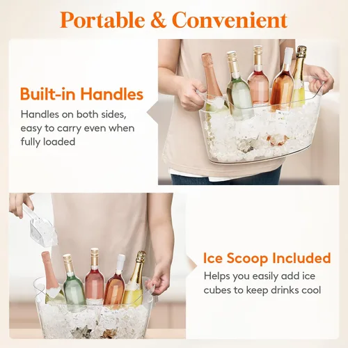 Vista 6 de Lifewit Cubo de Hielo Grande de 6.5L para Fiestas, Cubo de Bebidas Portátil para Bar de Cócteles, Enfriador de Plástico para Champán