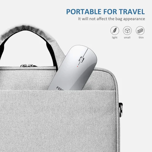 Vista 11 de FENIFOX mini mouse Bluetooth, mouse óptico móvil portable ultrafino con batería recargable para PC, Mac, laptop, tablet Android, Negro