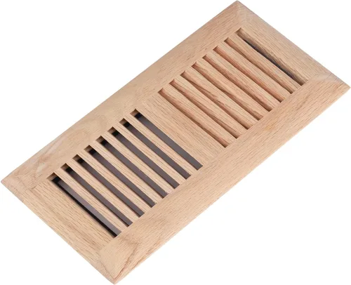 Vista 8 de Paquete de 2 piezas de rejilla de piso de madera dura de roble rojo, cubierta de ventilación empotrable, 4x10 pulgadas, con regulador, sin acabar