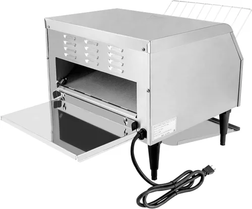 Vista 4 de Tostadora transportadora comercial de acero inoxidable de 2600 W, tostadoras industriales resistentes de 450 rebanadas/hora con tubos de calefacción