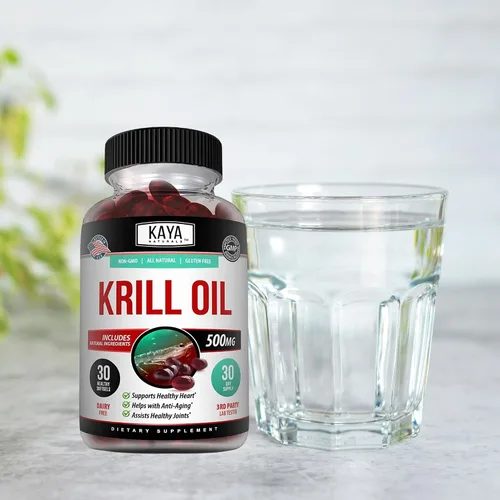 Vista 6 de Kaya Naturals - Aceite de krill antártico de 500 mg con Omega 3, EPA, DHA, fosfolípidos y suplemento de astaxantina - Vitamina para el cerebro