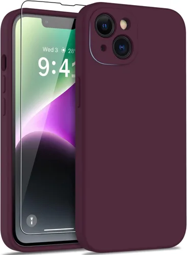 Vista 54 de DEENAKIN Funda compatible con iPhone 14 Plus con protector de pantalla, funda mejorada para cámara, goma de gel de silicona suave probada contra