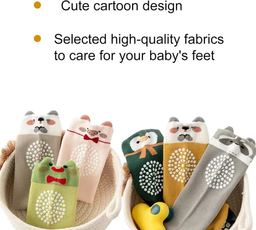 Vista 2 de Calcetines de rodilla antideslizantes para bebés y niños pequeños con agarre, calcetines antideslizantes para recién nacidos, para niños y niñas