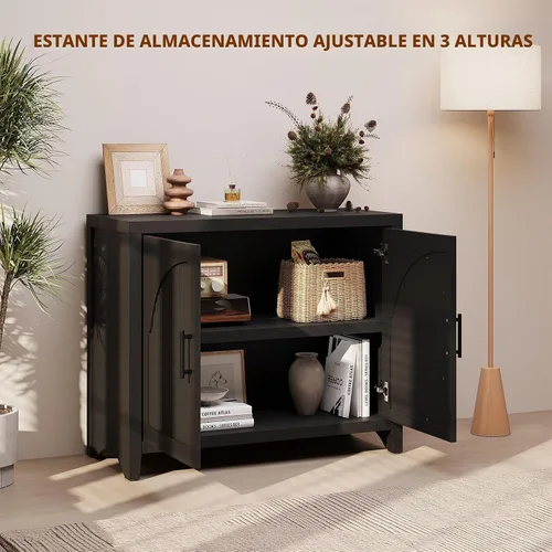Vista 3 de Bestier Aparador moderno de 37" con almacenamiento, roble negro