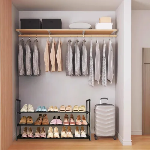 Vista 2 de Zapatero – Organizador de zapatos de metal – Estante apilable de almacenamiento de zapatos para entrada, armario, baño 11.8 in de profundidad x 36.2