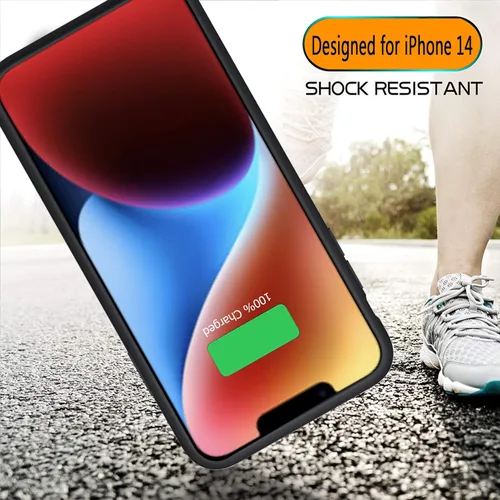 Vista 5 de Funda de batería para iPhone 14, Full Encircle 7000mAh Ultra-Slim Recargable Inteligente Portátil Cubierta de Carga Extendida Batería Compatible