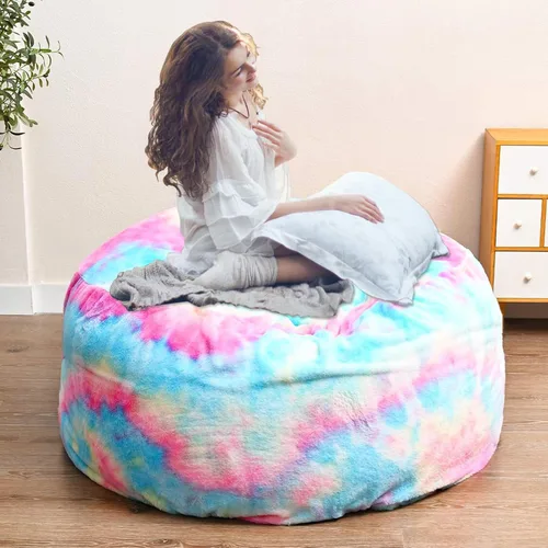 Vista 52 de HDMLDP - Funda de puf para niños y adultos, sin relleno, funda cómoda, esponjosa y redonda, para sofá tipo puf, para silla de lectura, silla de Gris