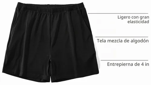 Vista 4 de AIMPACT Pantalones cortos de pijama para hombre con entrepierna de 4 Negro