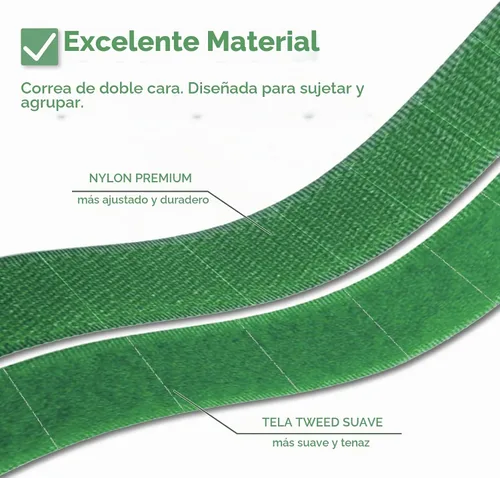 Vista 4 de Corbata de jardín con correa verde que soporta plantas suaves con las plantas, diseño precortado, rasgable, reutilizable, resistente, multiusos