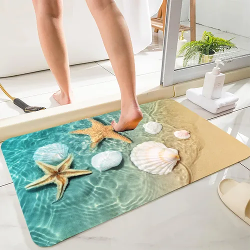 Vista 9 de LYFANS Alfombras de baño de espuma de esponja absorbente suave para baño y cocina (23.5 x 59 pulgadas), tapete de franela antideslizante brillante