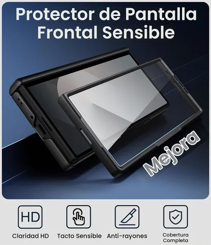 Vista 4 de BXYJY Funda para Samsung Galaxy Z Fold 6 con función atril, protector de pantalla frontal y protección de bisagra, ajuste delgado, resistente, duro