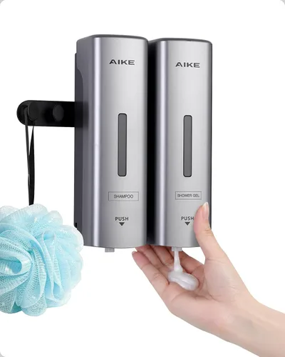 Vista 15 de AIKE EasyPush - Dispensador de jabón líquido para montaje en pared, 11.8 Negro