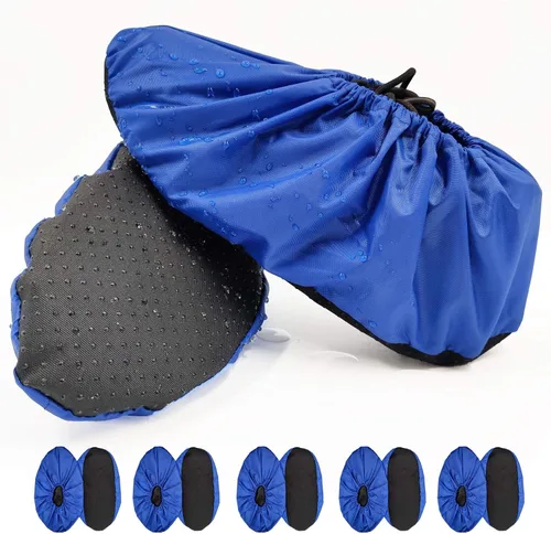 Vista 12 de 5 pares de cubiertas impermeables antideslizantes lavables reutilizables para botas, protectores para zapatos de interior (XL, fucsia)