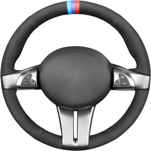 Vista 9 de MEWANT Funda para volante con bordado personalizado para BMW Z4 E85 Roadster E86 Coupe 2003-2008 con costura a mano Custom Fit for BMW Z4 E85