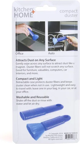 Vista 6 de Kitchen + Home - Plumero estático compacto – Plumero de viaje de 6.5 pulgadas con funda de transporte – El plumero electrostático atrae el polvo