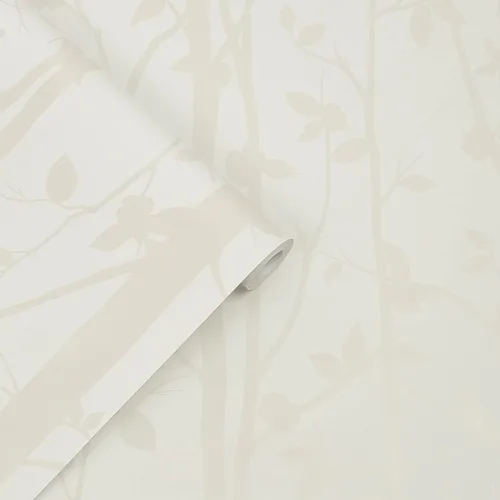 Vista 3 de Laura Ashley Papel pintado blanco nacarado de madera de algodón