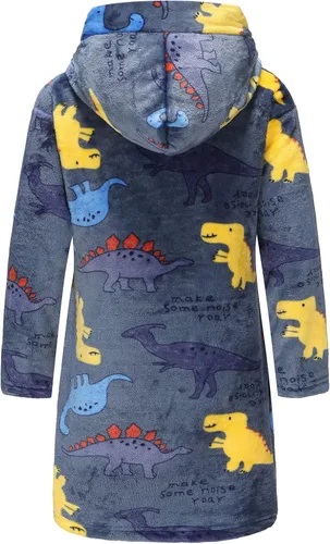 Vista 2 de E.W Apparel Bata de baño de forro polar con capucha para niños, bata suave y mullida para niños pequeños