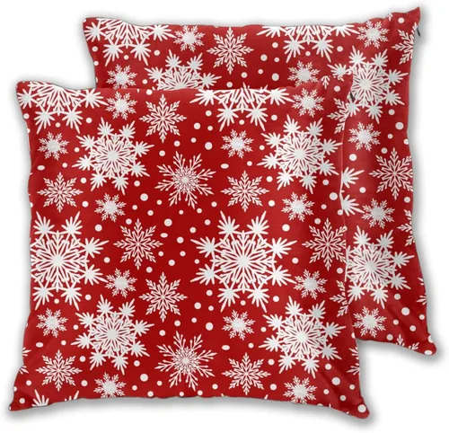 Vista 9 de Fiokroo Juego de 2 fundas de almohada de copos de nieve de Navidad, fundas de almohada cuadradas para sofá, dormitorio, sala de estar, automóvil, 18
