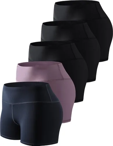 Vista 9 de TELALEO Paquete de 5 pantalones cortos de voleibol de elastano para mujer 5 negro (5 pulgadas)