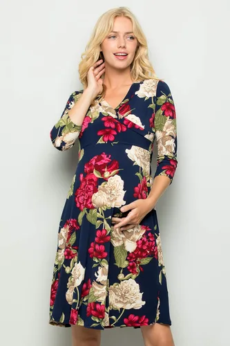 Vista 4 de My Bump Vestido de maternidad floral para mujer (fabricado en Estados Unidos)