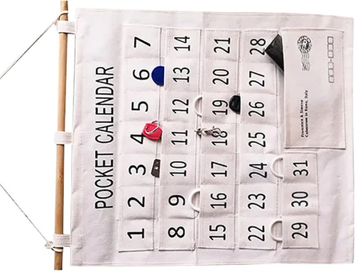 Vista 8 de Bolsillo mensual con calendario mensual, práctico calendario para teléfonos, bolsillo de algodón y lino, bolsillo para el aula con calendario