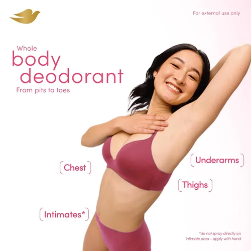 Vista 4 de Dove Berry Blush - Desodorante en aerosol para todo el cuerpo sin alcohol