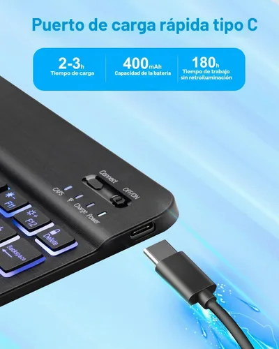 Vista 9 de Funda EAMPANG con teclado ratón para Samsung Galaxy Tab A9 Plus de 11 pulgadas (SM-X210/X215/X216/X218), teclado magnético desmontable USB-C