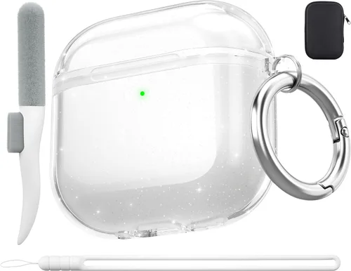 Vista 33 de Valkit - Funda transparente protectora para estuche de AirPods, con llavero, poliuretano termoplástico suave, a prueba de golpes, compatible