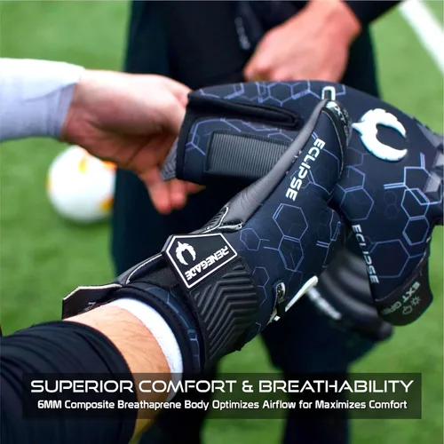 Vista 3 de Renegade GK Eclipse - Guantes de portero de fútbol de nivel profesional, para adultos y jóvenes (tallas 7 a 12, nivel 5) agarre de contacto EXT