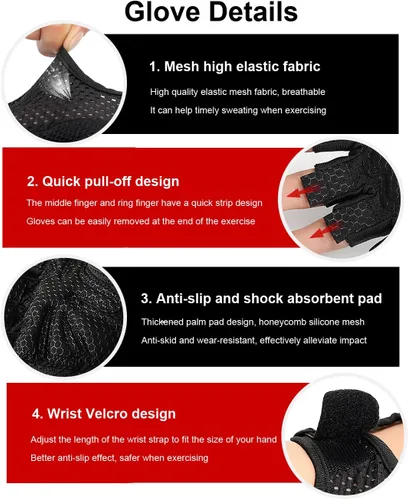 Vista 3 de SUJAYU Guantes de entrenamiento para mujeres y hombres, guantes de gimnasio, guantes de levantamiento de pesas para hombres, guantes