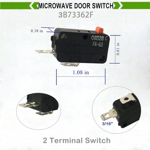 Vista 2 de LONYE SZM-V16-FA-63 Interruptor de puerta de microondas apto para horno microondas LG GE SZM-V16-FD-63 3B73362F PS3522738 (normalmente abierto)
