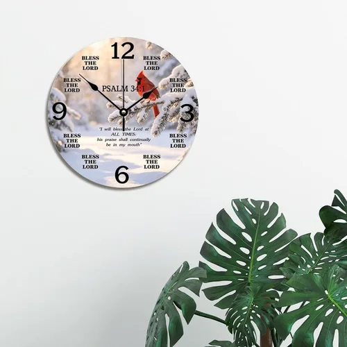 Vista 3 de Reloj de pared con versículo bíblico bendice al Señor Jesús