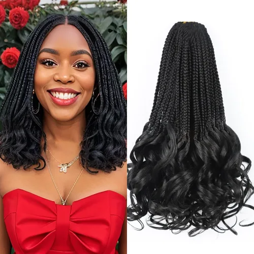 Vista 67 de Cabello para Trenzas Rizo Francés Color 1 Trenzas de Ganchillo Rizo Francés 10 Pulgadas Trenzas de Caja Cabello de Ganchillo para Mujeres y Niños