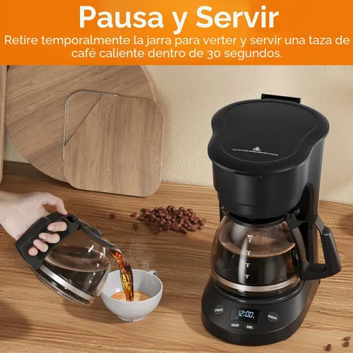 Vista 5 de Electactic Cafetera programable de goteo para 5 tazas, una máquina de café compacta con reloj digital y temporizador programable de 24 horas