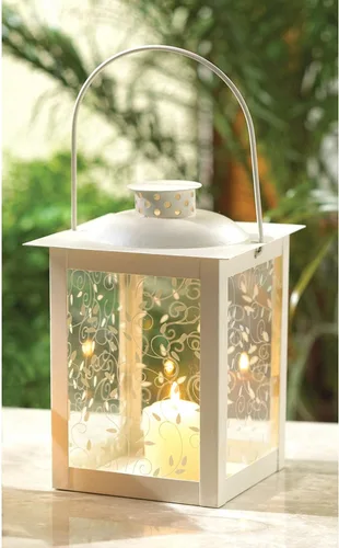 Vista 4 de Koehler 37441 - Farol decorativo grande blanco de 8 pulgadas, sin