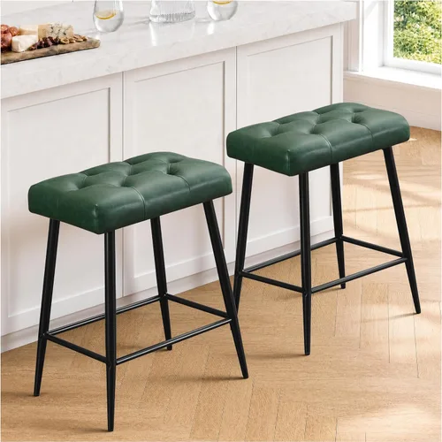 Vista 10 de STOOLINK Juego de 2 taburetes de bar de 24 pulgadas de altura de mostrador para isla de cocina, taburetes de bar de cocina modernos con base