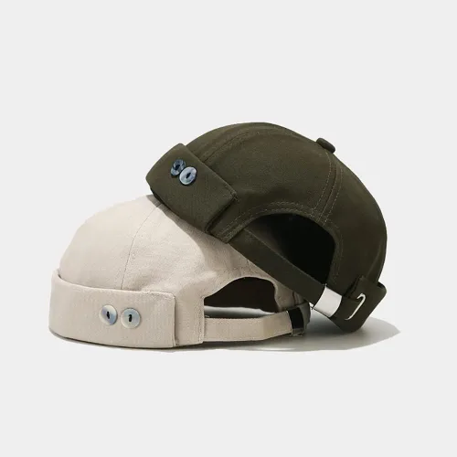 Vista 3 de Sombrero unisex de algodón elegante sin ala con hebilla ajustable Sailor Hip-Hop sin ala Skullcaps